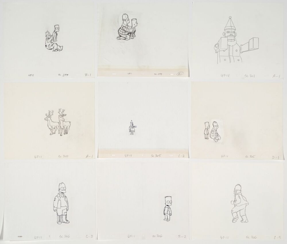 2086. Homer, Bart, Collection of Original Hand-drawn Production Artwork ...