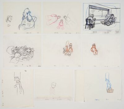2087. Homer, Chief Wiggum, Bart, Milhouse, Collection of Hand-drawn Production Artwork from Various Episodes ### THE SIMPSONS (T.V. SERIES, 1989-PRESENT)