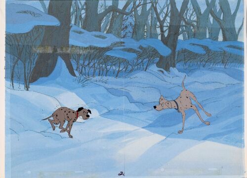 2094. Pongo and Perdita Original Production Cel on Art Corner Printed Background ### ONE HUNDRED AND ONE DALMATIANS (1961)