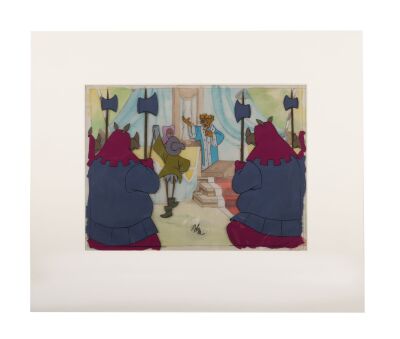 2120. Prince John Addressing Guards Original Production Cels on Key Master Production Background, Matted ### ROBIN HOOD (1973)