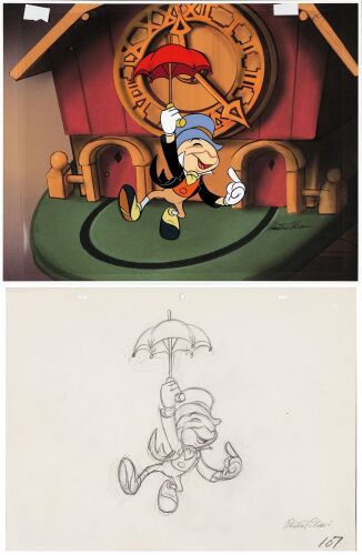2134. Jiminy Cricket Original Production Cel on Presentation Background and Original Production Drawing Signed Preston Blair ### WALT DISNEY ANIMATION STUDIOS