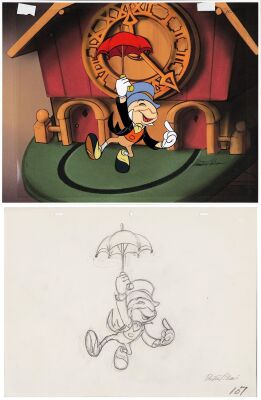 2134. Jiminy Cricket Original Production Cel on Presentation Background and Original Production Drawing Signed Preston Blair ### WALT DISNEY ANIMATION STUDIOS