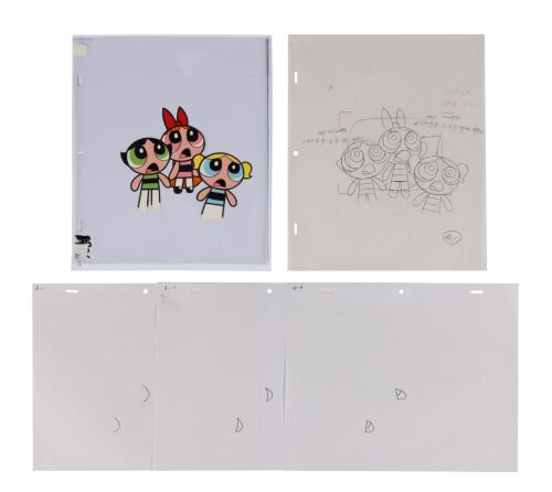 2151. Buttercup, Blossom and Bubbles Original Production Cels and Original Camera Layout Drawing ### THE POWERPUFF GIRLS (T.V. SERIES, 1998-2005)