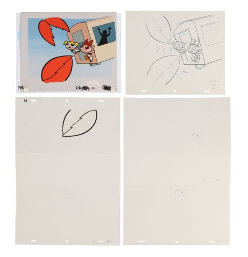 2153. Blossom, Bubbles and HIM's Claws Original Production Cel Setup on Presentation Background and Matching Origjnal Production Layout Drawing ### THE POWERPUFF GIRLS (T.V. SERIES, 1998-2005)
