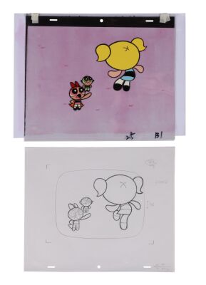 2155. Bubbles, Blossom and Buttercup Cel Setup and Original Camera Layout Drawing ### THE POWERPUFF GIRLS (T.V. SERIES, 1998-2005)