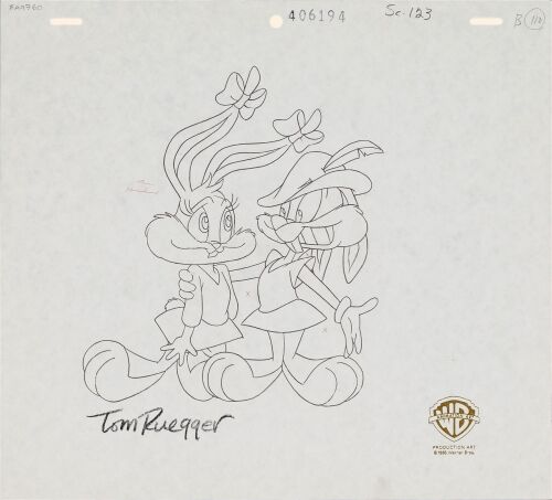 2181. Buster, Babs Original Production Drawing Signed Tom Ruegger from 'Two-Tone Town' ### TINY TOON ADVENTURES (T.V. SERIES, 1990 - 1995)