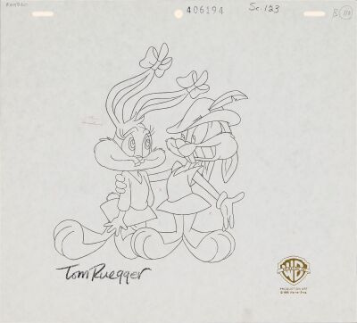 2181. Buster, Babs Original Production Drawing Signed Tom Ruegger from 'Two-Tone Town' ### TINY TOON ADVENTURES (T.V. SERIES, 1990 - 1995)
