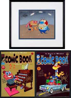 2195. Ren and Stimpy "Space Madness" Original Production Cel Setup Signed en verso by John Kricfalusi Framed plus Two Spumco Comic Book issues Signed by John Kricfalusi ### REN AND STIMPY (1991-1996)