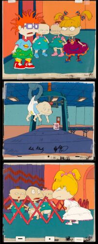 2197. Three Rugrats Original Production Cel on Key Master Background Setups. Tommy Pickles Setup signed by Arlene Klasky and Gábor Csupo ### RUGRATS (T.V. SERIES, 1991-2004)