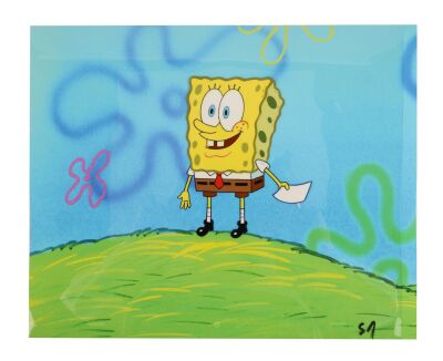 2199. Spongebob Original Production Cel on Fine Art Giclee Background ### SPONGEBOB SQUAREPANTS (T.V. SERIES, 1999 - PRESENT)