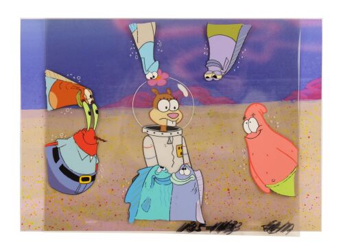 2201. Sandy Cheeks, Patrick Star, Mr. Krabs and Fish Original Production Cels on Fine Art Giclee Background from "Texas" (S1, E18) ### SPONGEBOB SQUAREPANTS (T.V. SERIES, 1999 - PRESENT)