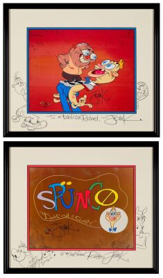 2202. Pair of Spumco Hand-Painted Limited Edition Cels No. 16/200 Framed with Remarqued Mattes. ### SPUMCO