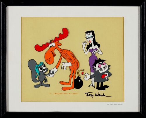 2205. Framed Rocky and Bullwinkle with Boris and Natasha Promotional Cel Signed Jay Ward ### THE ADVENTURES OF ROCKY AND BULLWINKLE AND FRIENDS (1959 - 1964)