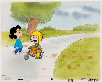2214. Peppermint Patty on and Original Production Cels on Hand Painted Production Background ### PEANUTS (T.V. SERIES. 1965-2006)