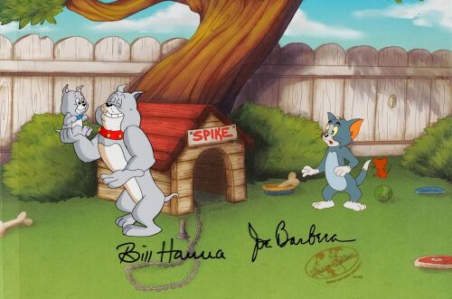 2168. Spike, Tyke, Tom, Jerry Original Production Cel on studio printed Presentation Background from "Tom and Jerry Kids/Tom and Jerry: The Movie" Signed Bill Hanna and Joe Barbera ### TOM AND JERRY KIDS (1990)