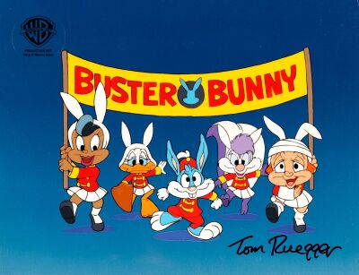 2180. The Tiny Toons Cast Original Production Cel on Presentation Photographic Background Signed Tom Ruegger from "The Buster Bunny Bunch" ### TINY TOON ADVENTURES (T.V. SERIES, 1990 - 1995)