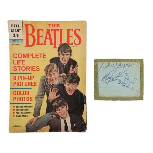 17. John Lennon, Paul McCartney, George Harrison and Ringo Starr-Autographed Page and Issue 1 of "The Beatles Complete Life Stories" Dell Giant Magazine ### THE BEATLES