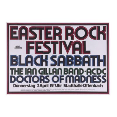 44. Black Sabbath and AC/DC Easter Rock Festival Concert Poster, 1977 ### BLACK SABBATH