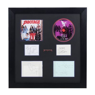 45. Ozzy Osbourne, Tony Iommi, Geezer Butler, Bill Ward and Gerald "Jezz" Woodroffe-Autographed Pages and Sabotage CD Display ### BLACK SABBATH