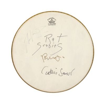 75. Dave Vanian, Rat Scabies, Captain Sensible and Brian James-Autographed Drumskin ### THE DAMNED (MUSIC)