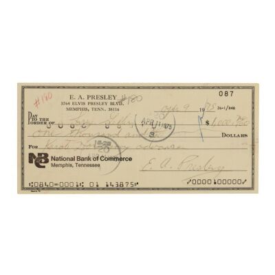 109. Elvis Presley-Signed Cheque ### ELVIS PRESLEY