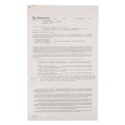 179. Marc Bolan Signed Royalties Contract, 1965 ### MARC BOLAN