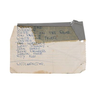 199. Lemmy Handwritten Manchester Concert Setlist, Circa 1977/78 ### MOTORHEAD