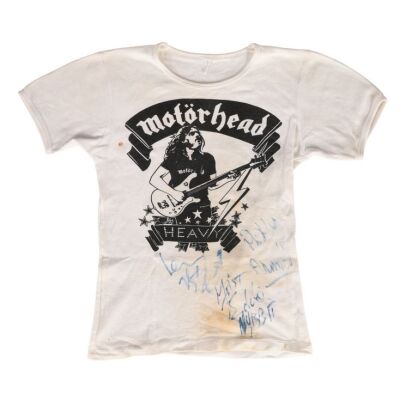 203. Lemmy, Phil Taylor and "Fast" Eddie Clarke-Autographed Motorhead T-Shirt Owned by Lemmy ### MOTORHEAD