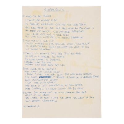 233. Noel Gallagher Handwritten "Supersonic" Lyrics ### OASIS