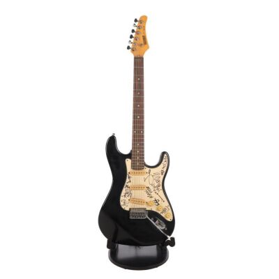 293. Guitar Autographed by The Prodigy (Liam, Keith and Maxim), Serge Pizzorno (Kasabian), Ian Brown (The Stone Roses), Paul Kodish (Pendulum), Tim Hutton and Franz Ferdinand (Paul, Bob and Nick) ### THE PRODIGY