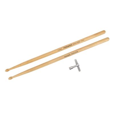 306. The Peter Hince Collection: Pair of Stage-Used Roger Taylor Premier Rock CC Drumsticks and Drum Tuning Key ### QUEEN