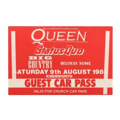339. The Peter Hince Collection: Knebworth Concert Guest Car Pass, 1986 ### QUEEN