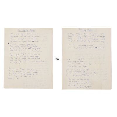 362. Freddie Mercury Handwritten "The Cry of Eugene" and "Tantalising Maggie" Cover Song Lyrics ### QUEEN