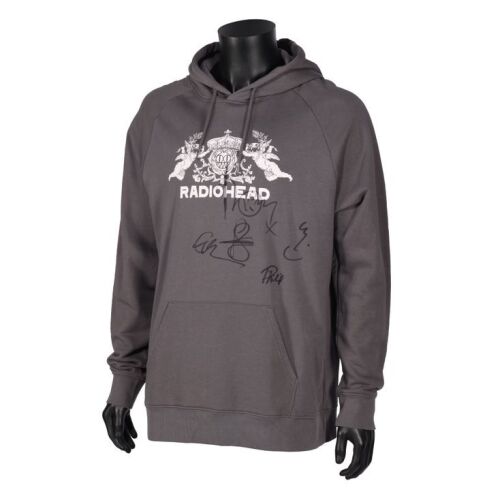391. Thom Yorke, Colin Greenwood, Jonny Greenwood, Philip Selway, and Ed O'Brien-Autographed "Bearhead" Crest Hoodie ### RADIOHEAD