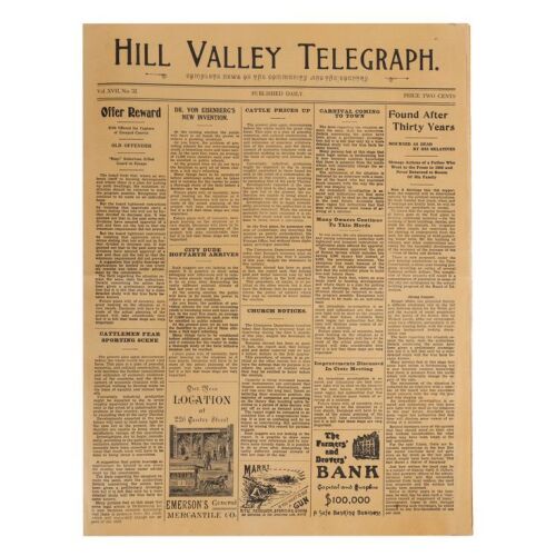 36. 1885 Hill Valley Telegraph Newspaper ### BACK TO THE FUTURE PART III (1990)