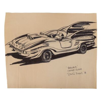 38. Hand-Drawn David Russell Batmobile Concept Sketch ### BATMAN (1989)
