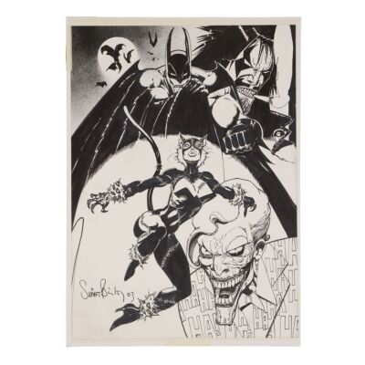 92. Simon Bisley Hand-Drawn Original Batman, Lobo, Joker and Catwoman Ensemble Artwork ### DC COMICS