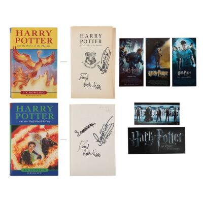 181. Pair of Daniel Radcliffe, Emma Watson, Rupert Grint and Cast-Autographed Goblet of Fire and Order of the Phoenix Books with Six Screening Invitations ### HARRY POTTER FRANCHISE (1997 - 2011)