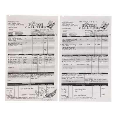 309. Call Sheets ### PULP FICTION (1994)