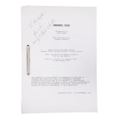 381. Sir Christopher Lee's Script, Autographed by Stephen Sondheim ### SWEENEY TODD: THE DEMON BARBER OF FLEET STREET (2007)