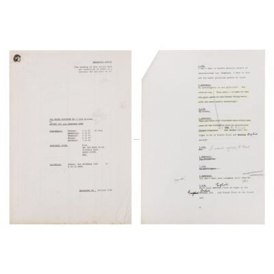 417. Sir Nigel Hawthorne's Personal Hand-Annotated and Highlighted Rehearsal Script ### YES, PRIME MINISTER (TV SERIES, 1986-1987)
