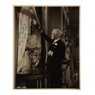 585. Signed Charlie Chaplin Photo; 20 cm x 25 cm (8" x 10"), ### CHARLIE CHAPLIN