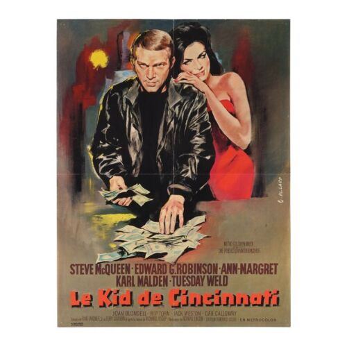 587. French Affiche ; 58 cm x 76 cm (22.75" x 30"), Fine+ Folded; Georges Allard ### CINCINNATI KID, THE (1965)