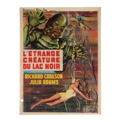 593. French Affiche; 60 x 79 cm (23.5" x 31"), Very Fine- Folded; Unknown Artist ### CREATURE FROM THE BLACK LAGOON (1954)