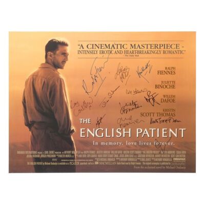 622. Ralph Fiennes, Juliette Binoche, Willem Dafoe, Kristin Scott Thomas, Colin Firth and Others-Autographed British Quad; 102 cm x 76 cm (40" x 30"), Very Fine+ Rolled; Indika Entertainment Advertising ### ENGLISH PATIENT, THE (1996)
