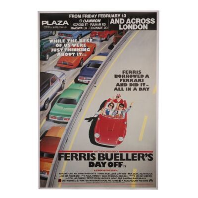 632. British Bus Stop; 102 x 150 cm (40" x 59.5"), Fine+ Linen-Backed; Steve Kingston ### FERRIS BUELLER'S DAY OFF (1986)