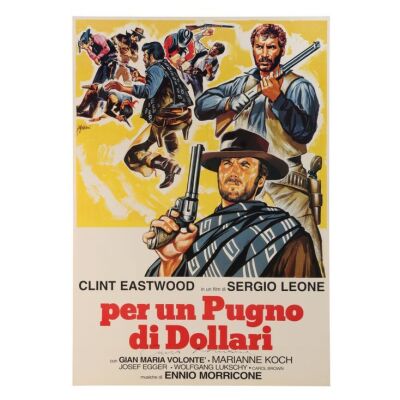 641. Ennio Morricone-Autographed Italian Commercial Poster; 69 cm x 99 cm (27" x 39"), Sandro Symeoni ### FISTFUL OF DOLLARS, A (1964)
