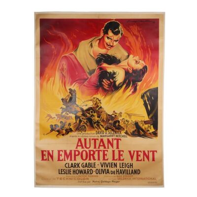 653. French Grande Affiche; 120 x 160 cm (47" x 63"), Very Good+ Linen-Backed; Roger Soubie ### GONE WITH THE WIND (1939)