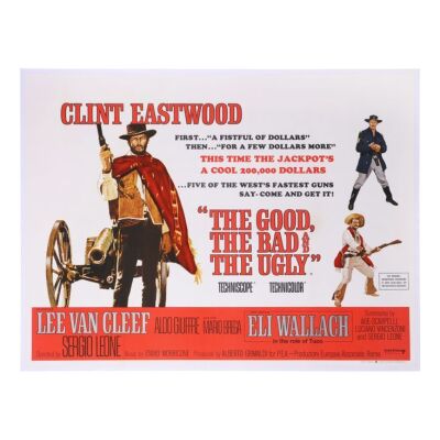 656. British Quad; 102 cm x 76 cm (40" x 30"), Very Fine Linen-backed; Mitchell Hooks ### GOOD, THE BAD AND THE UGLY, THE (1966)