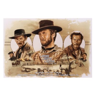659. Hand-Numbered Limited Edition Print; 91 x 61 cm (36" x 24"), Near Mint+ Rolled; Juan Carlos Ruiz Burgos ### GOOD, THE BAD AND THE UGLY, THE (1966)